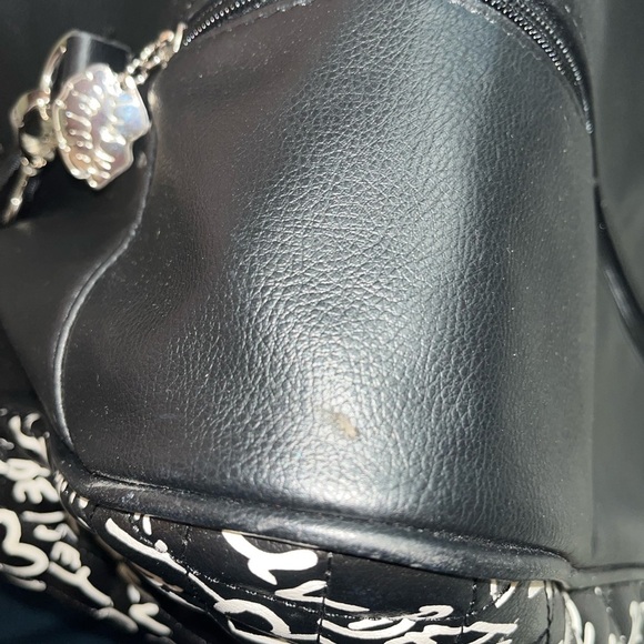 Luv Betsey Johnson Black and White Logo Print Weekender Duffle Bag Luggage - Picture 13 of 15